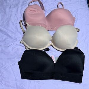 PINK Victoria's Secret 3-Pack Strapless/Convertible Bras - Pink, Cream, Black